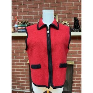 Wool Western Vest Boho Whimsical Granola Core Red Gold L